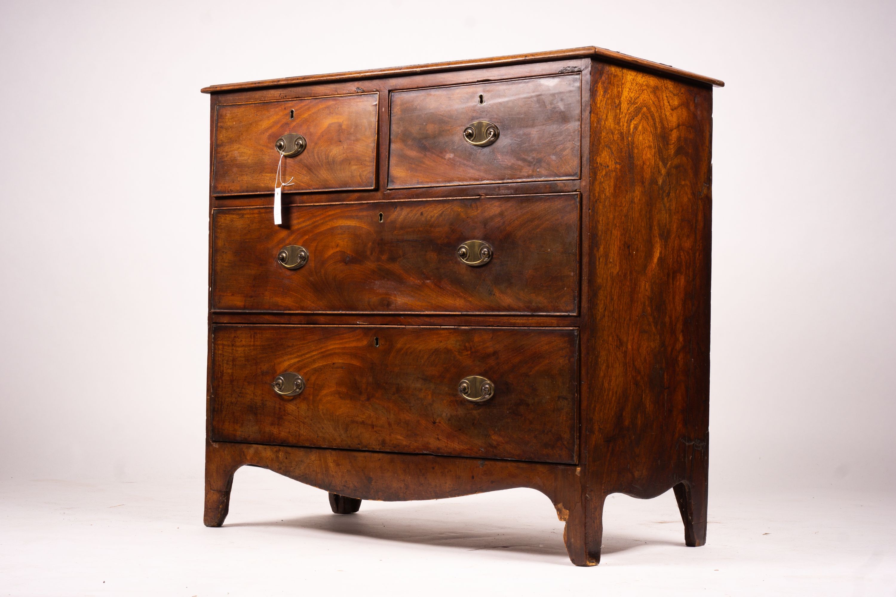 A small George III mahogany chest, width 94cm, depth 48cm, height 89cm